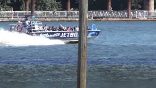 Willamette Jetboat spins after going under Steele Bridge, Portland, OR 7/8/13