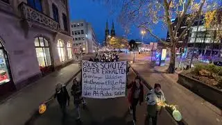 14.11.25 banner von A4 minus und Gremberger W&auml;ldchen bei der Fridays for Future Demo in K&ouml;ln