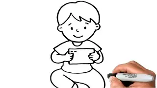How to DRAW PLAYING MOBILE EASY Step by Step