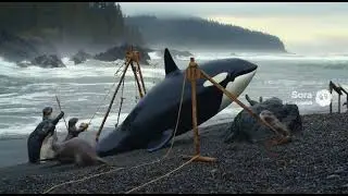Team of genius otter engineers saves beached orca! #otterlyadorable #orca #killerwhales #otter #fyp