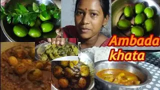 Eating show || Ambada khata Salama khata recipe in odia // Potala masala curry // kadali aloo bhaja