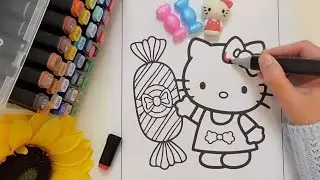  Relaxing Coloring Cute Hello kitty 🎀 | Relaxing music