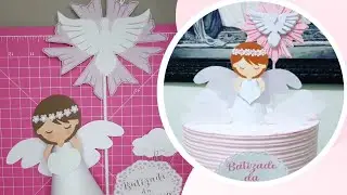 Topo de bolo batizado Anjinha 3d/ Como cortar topo de bolo batizado anjinha 3d na tesoura