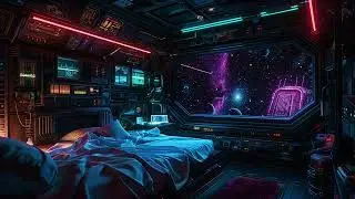 Futuristic Space Bedroom Ambience | Galaxy Window View with Cosmic Sounds
