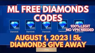 REDEEM CODES ML AUGUST 1 2023 | 5K DIAMONDS GIVE AWAY