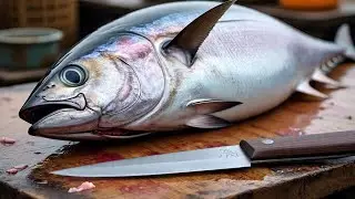 Everyday of My Life ❗🔥 Exploring Sorong Fish Market live broadcast of yellowfin tuna cutting