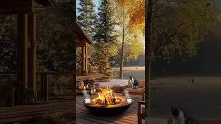 Crackling Fireplace with Smooth Jazz Instrumental in Cozy Fall Porch #jazzmusic #instrumentaljazz