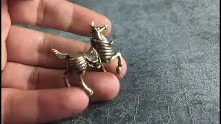 Pure Brass War Horse Figurine Vintage Animal Statue Miniature Tea Pet Ornament