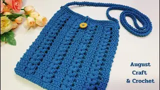 Crossbody bag in minimalist style. How to Crochet Cross bag very easy for beginners.