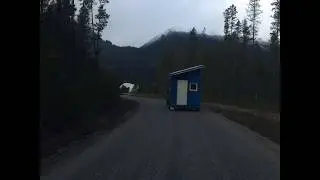 Tiny House Warriors on Wheels arriving home to Warrior Village in Blue River Secwepemc Territory