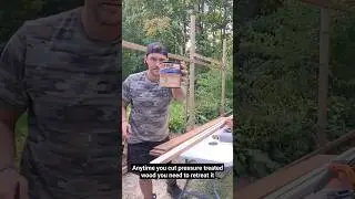 Anytime you cut pressure treated lumber its needs to be resealed #renotips #carpentry #deckbuild