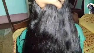 Long hair play video and Fold style open silky long hair sitting on bed.
