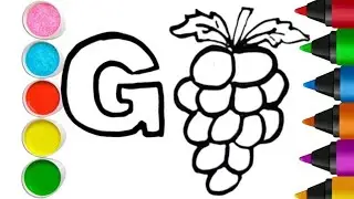 G for Grapes drawing and colouring for kids|grapes drawing|alphabet