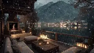 Warm Fire Crackles With Snowfall And Gentle Piano For Relaxation And Comfort