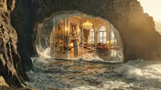 An Elderly Woman Builds a Luxury Room Inside a Sea Cliff by the Ocean (ASMR)