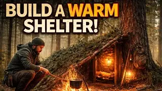 Build a Warm & Comfortable Shelter Next to a Tree | Survival Bushcraft