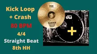 80 BPM - Straight Beat - 8th HH / Kick + Crash - 4/4 - Metronome