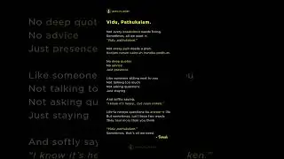 Vidu Pathukalam | Tanglish Poetry | English Tamil Poem | Poet In Quiet