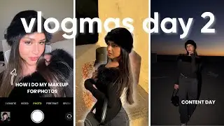 ★ Vlogmas Day 2 ★ || full glam makeup look, content day bts, evening skincare routine, etc.