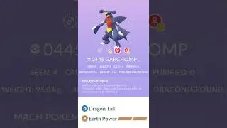 Garchomp 445 / Type: Dragon and Ground / Mach Pokemon / Pokemon Go / Pokedex