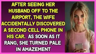 After seeing her husband off to the airport, wife accidentally discovered a second cell phone in car
