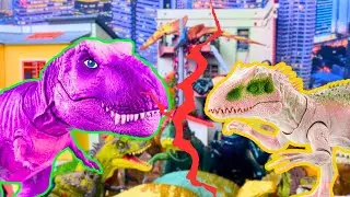 ⚔️T-Rex vs Velociraptor | City Under Attack 🏙️ | Hunting & Territory War | Jurassic Fan-Made Movie
