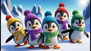 Five Little Penguins Slide Slide Slide | Winter Fun & Counting Nursery Rhyme