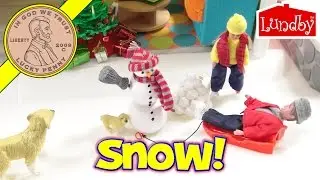 Lundby Sm&aring;land Doll House Winter Wonderland Snow Garden Set Gingerbread Kitchen Grandparents Arrive