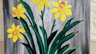 Beginners beautiful flowerpainting #acrylicpainting #yellowflower #trending #viral