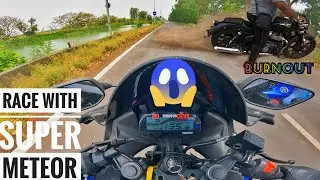 Drag Race with super Meteor 650 vs Yamaha R15 v3| Super Meteor 650 burnout | #supermeteor650