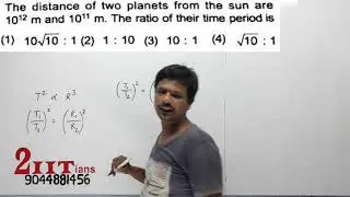 GRAVITATION The distance of two planets from the Sun are 10^12 m and 10^11m The ratio of their time