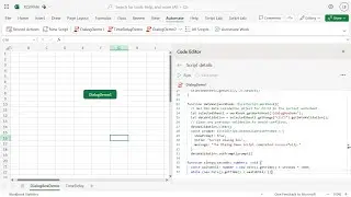 Add a Dialog box to your Excel Office Script code Demo 1 of 2
