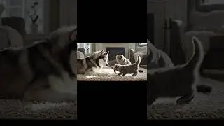 kitten protects adult cat #pets #funny #animal #doge #dog #cat #catshorts