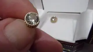 Quality Vintage 14 Carat Gold & Large Clear Stone Earrings