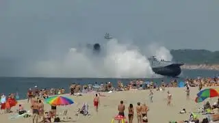Huge Russian Navy Hovercraft Plows Onto Beach