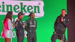 Russell jokes that Crofty isn&rsquo;t allowed to talk to Perez after Redbull Ban