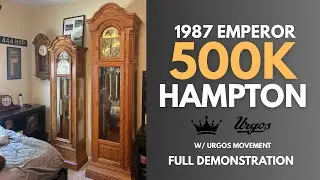 1987 Emperor Hampton 500K 9-Tube Triple Chime Grandfather Clock w/ Urgos Movement Full Demonstration
