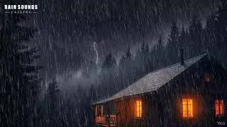 Heavy Rain Sounds and Thunder on Cabin Roof for Sleeping | Cozy Night Storm Ambience