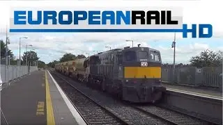 Iarnr&oacute;d &Eacute;ireann Irish Rail 071 loco 077 + HOBS High Output Ballast train passes Monasterevin Station