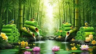 Relaxing Sleep Music with Bamboo Water Sound🌿Relieve Stress, Anxiety and Depression, Meditation, Spa