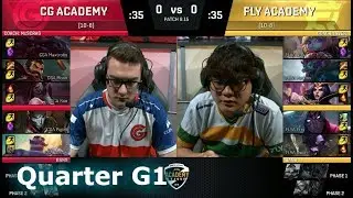 Clutch Academy vs FlyQuest Academy Game 1 | Quarter Finals NAAL Summer 2018 | CGA vs FLYA G1