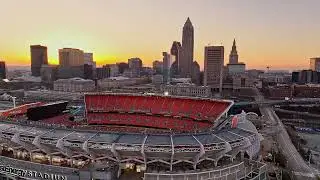 Faceoff on the lake Cleveland Ohio Drone footage