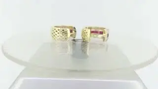 Ruby and Diamond Hoop Earrings in Gold