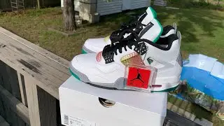 Обзор кроссовок Air Jordan 4 Lucid Green Carnival и их ношение на ногах
