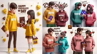 Chocolate Day Ai Photo Editing | Happy Chocolate Day Couple T-shirt Name Video Editing - Bing Ai