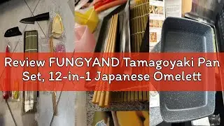 Review FUNGYAND Tamagoyaki Pan Set, 12-in-1 Japanese Omelette Pan with Spatula, Bamboo Mat, Knife, a