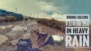 Riding the Suzuki V-Strom 250 in heavy rain