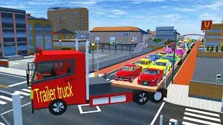 Quad Flatbed Long Trailer Monster Truck Transport All Rainbow Cars 🌈🚙🚗🚕 Sakura School 🤯🥸🩵💚🧡❤️🩷️