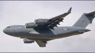 RAF Boeing C-17A Globemaster III Flypast - Royal International Air Tattoo (RIAT) 2025
