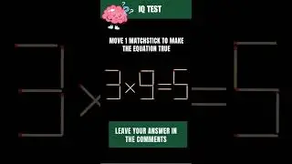 Matchstick Puzzle - Move only 1 stick to make equation correct #matchstickpuzzle #simplylogical